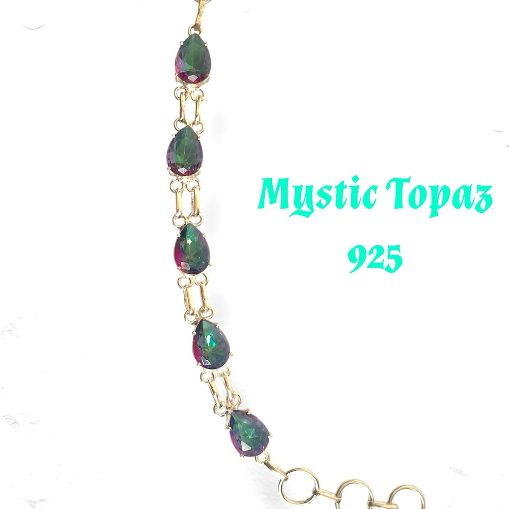 Mystic Topaz and Sterling Silver (925) bracelet. Brand new. Handmade in India.